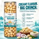 Cream & Onion Flavoured Makhana 90 g Jar | Roasted Fox Nuts Snack | Vyapto Foods - Image 4