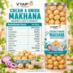 Cream & Onion Flavoured Makhana 90 g Jar | Roasted Fox Nuts Snack | Vyapto Foods - Image 3