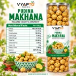Pudina Flavoured Makhana 90 g Jar | Roasted Fox Nuts Snack | Vyapto Foods - Image 3