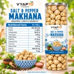 Salt & Pepper Flavoured Makhana 90 g Jar | Roasted Fox Nuts Snack | Vyapto Foods - Image 3